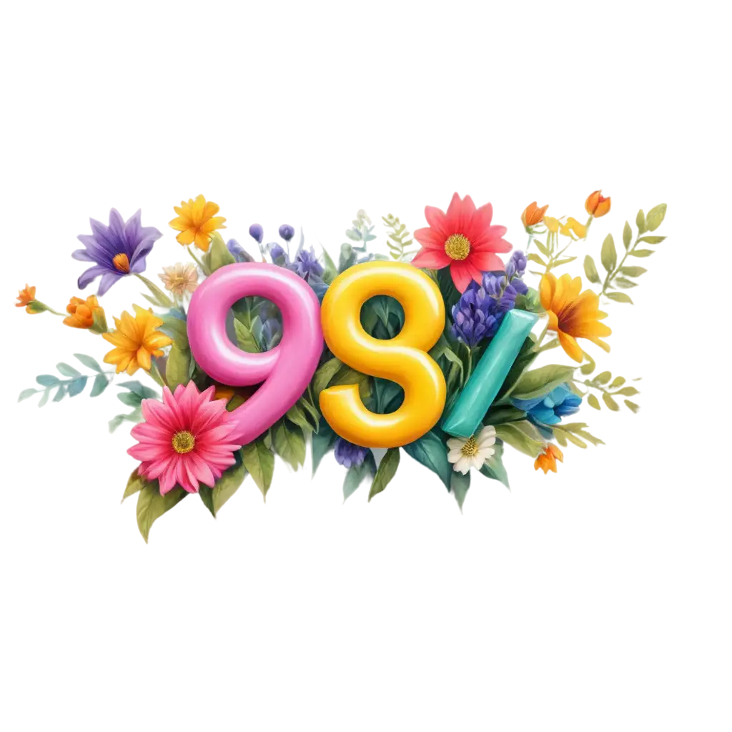 Bright-and-Colorful-3D-Flower-Bouquet-with-Golden-Number-8-PNG-for-Elegant-Designs