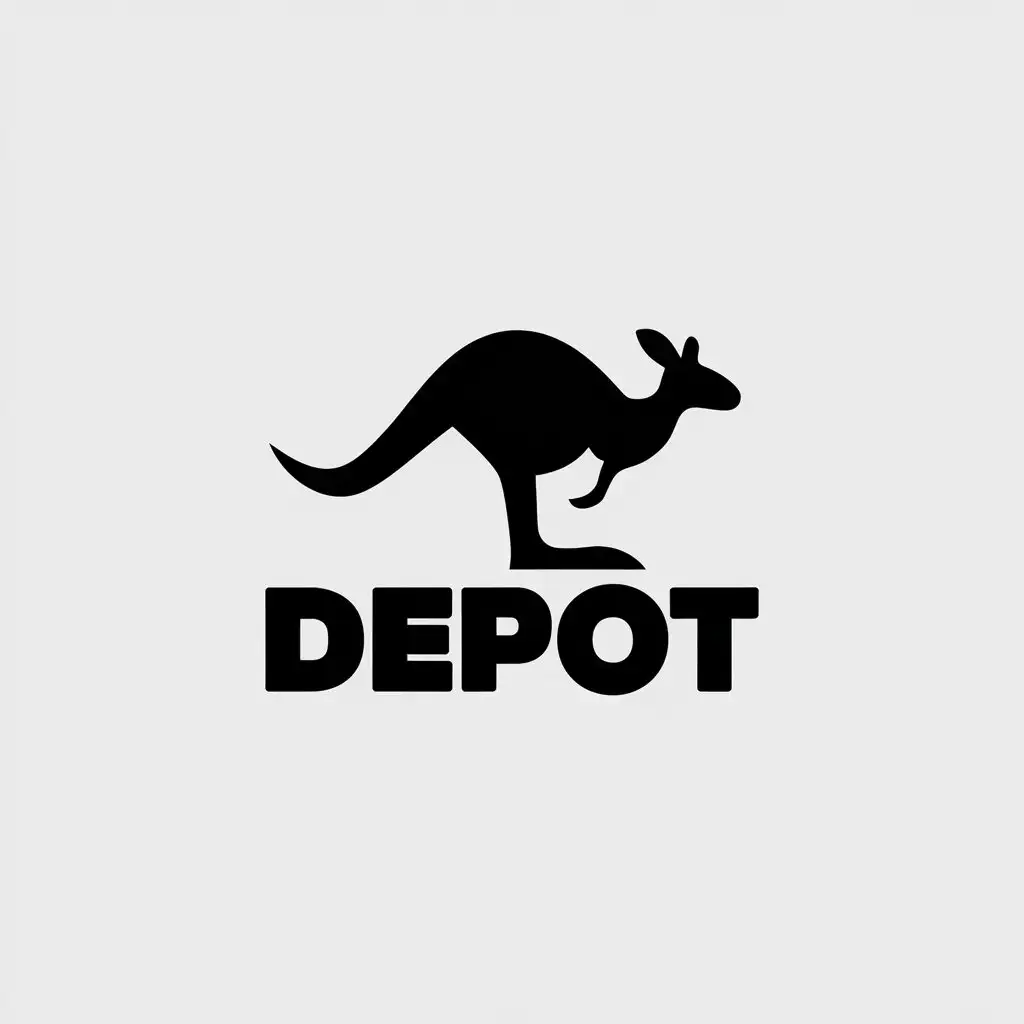 a vector logo design,with the text "DEPOT", main symbol:kangaroo,Moderate,be used in Clothing industry,clear background