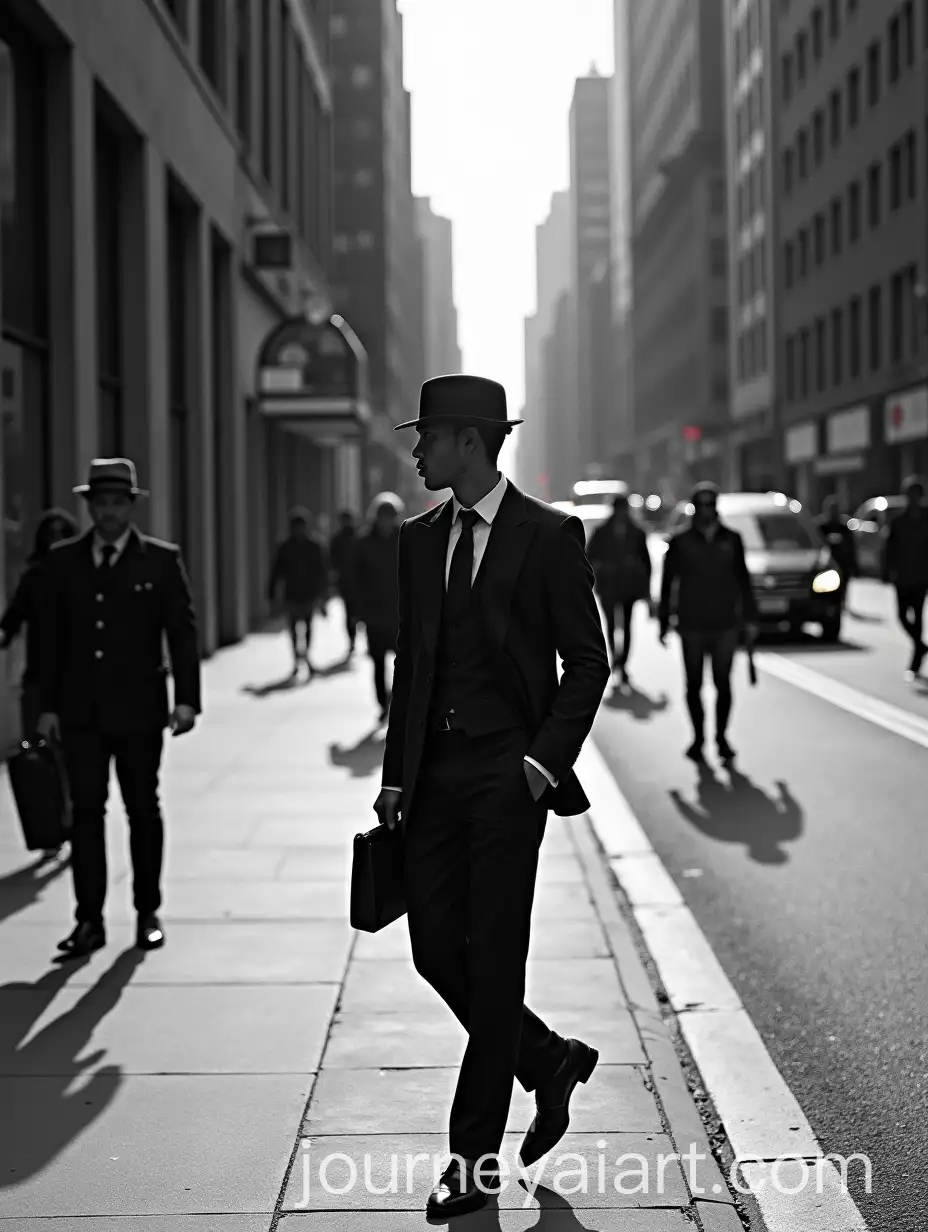 Socotra-Man-in-Dior-Suit-Holding-Blank-Card-in-NYC-with-Shadows-and-Minimalist-Style