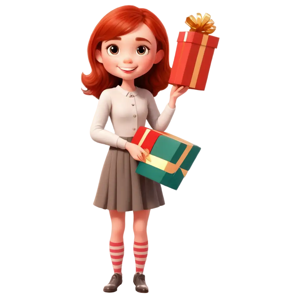 Cartoon-Redheaded-Girl-with-a-New-Years-Gift-PNG-Perfect-for-Celebrating-the-Holiday-Season