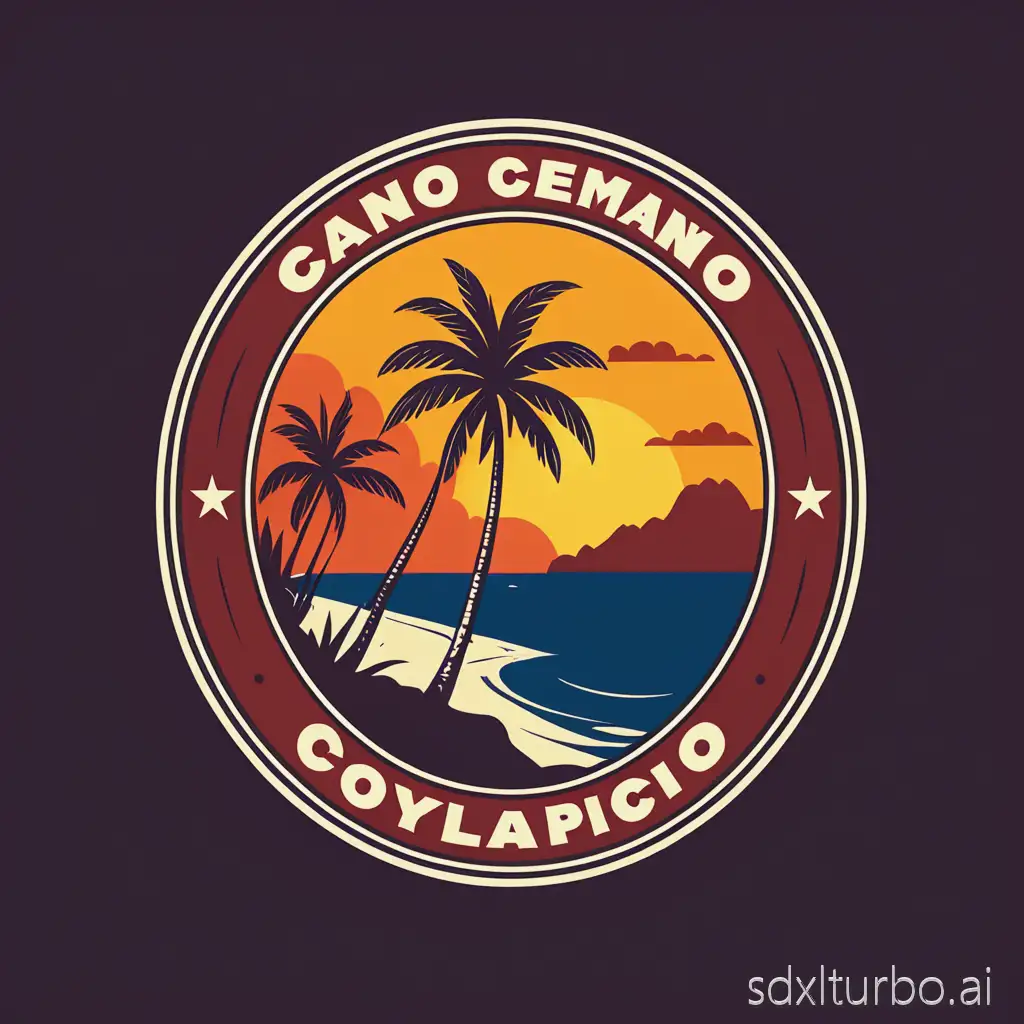 Create a logo with warm colors, for a Colombian criminal organization, that lives on the island of Cayo Perico