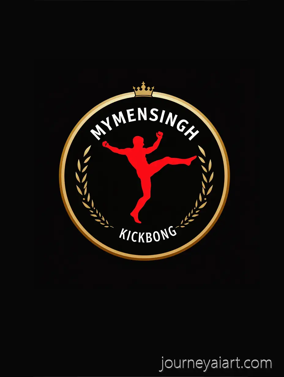 Luxury-Mymensingh-Kickboxing-Logo-Design-with-Flying-Kick-and-Gold-Accents