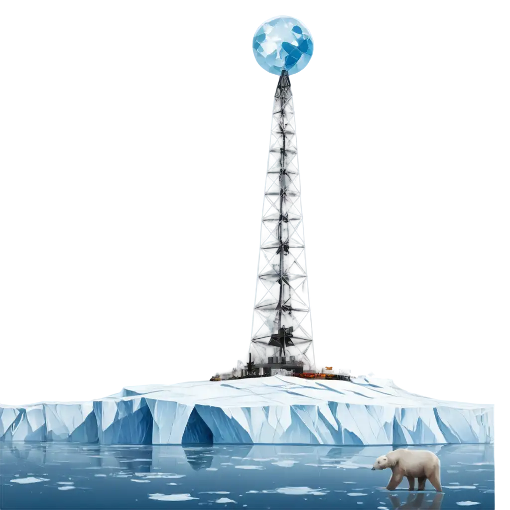 Unique-Arctic-Gas-FieldPNG-Image-Analysis-Harasaveyskoye-Emblem-PNG-Polar-Bear-Drilling-Rig-and-Northern-Sky-Design