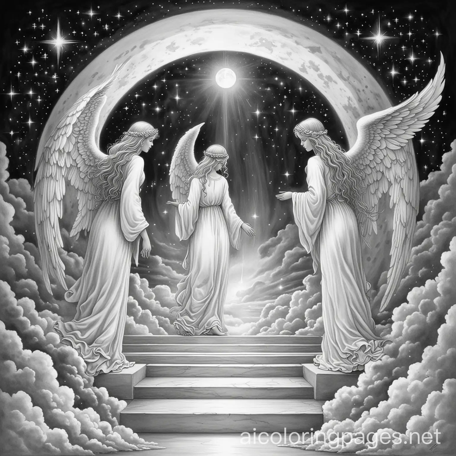 Two-Beautiful-Angel-Daughters-Ascending-Stairway-to-Heaven-with-Serene-Moon-Portal