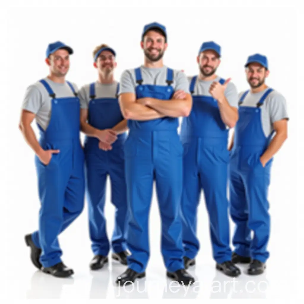 Dedicated-Male-Workers-in-BlueAI-Image-Prompt-Expansion-Overalls-Posed-Against-a-White-Background