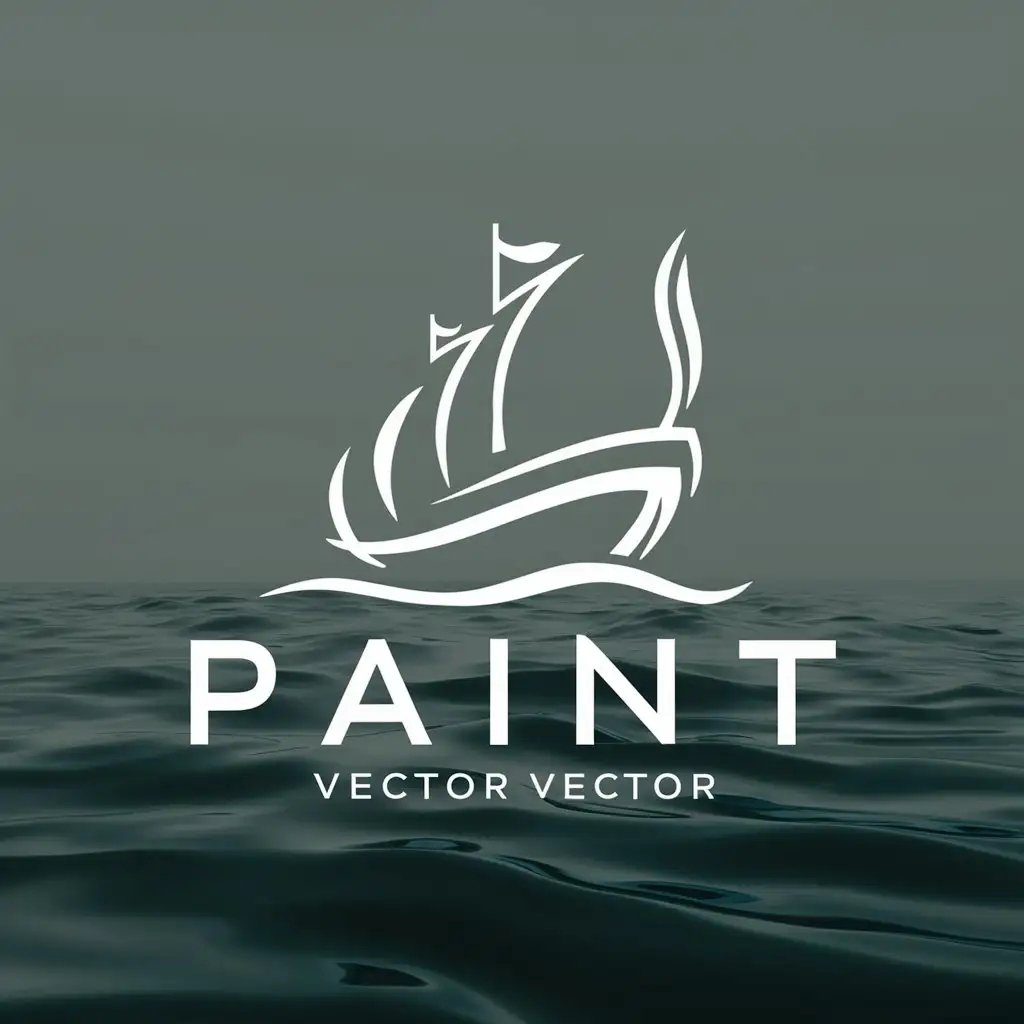 LOGO Design for Paint Line Art Ship with Brush Mast and Clear Background