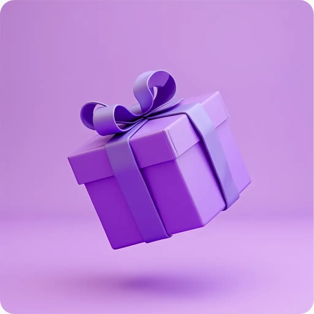 purple gift flying 3d