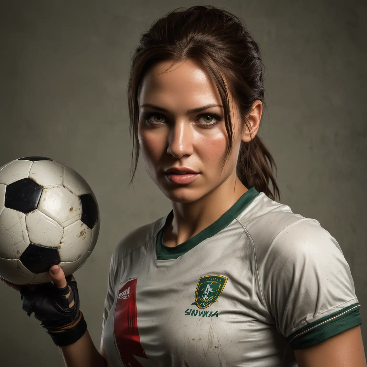 Portrait of Lara Croft as a Soccer Player