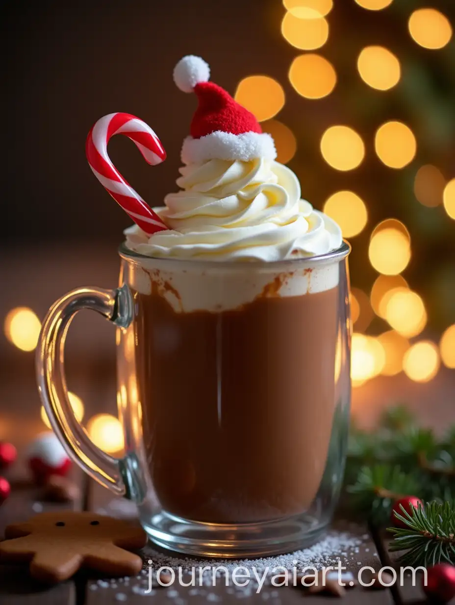Closeup-of-Hot-Chocolate-with-Gingerbread-Man-and-Christmas-Decorations