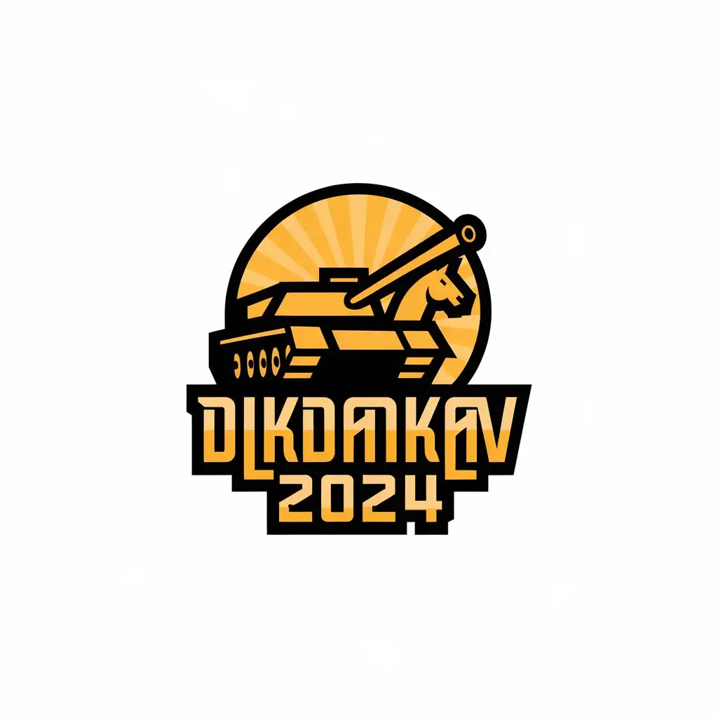 a vector logo design,with the text "Dikdankikav 2024, please use Thai", main symbol:picture tank and horse,Moderate,clear background