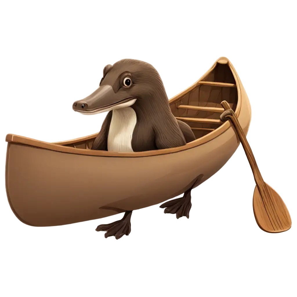 Cartoon-DuckBilled-Platypus-in-Canoe-PNG-Whimsical-Illustration-for-Creative-Projects