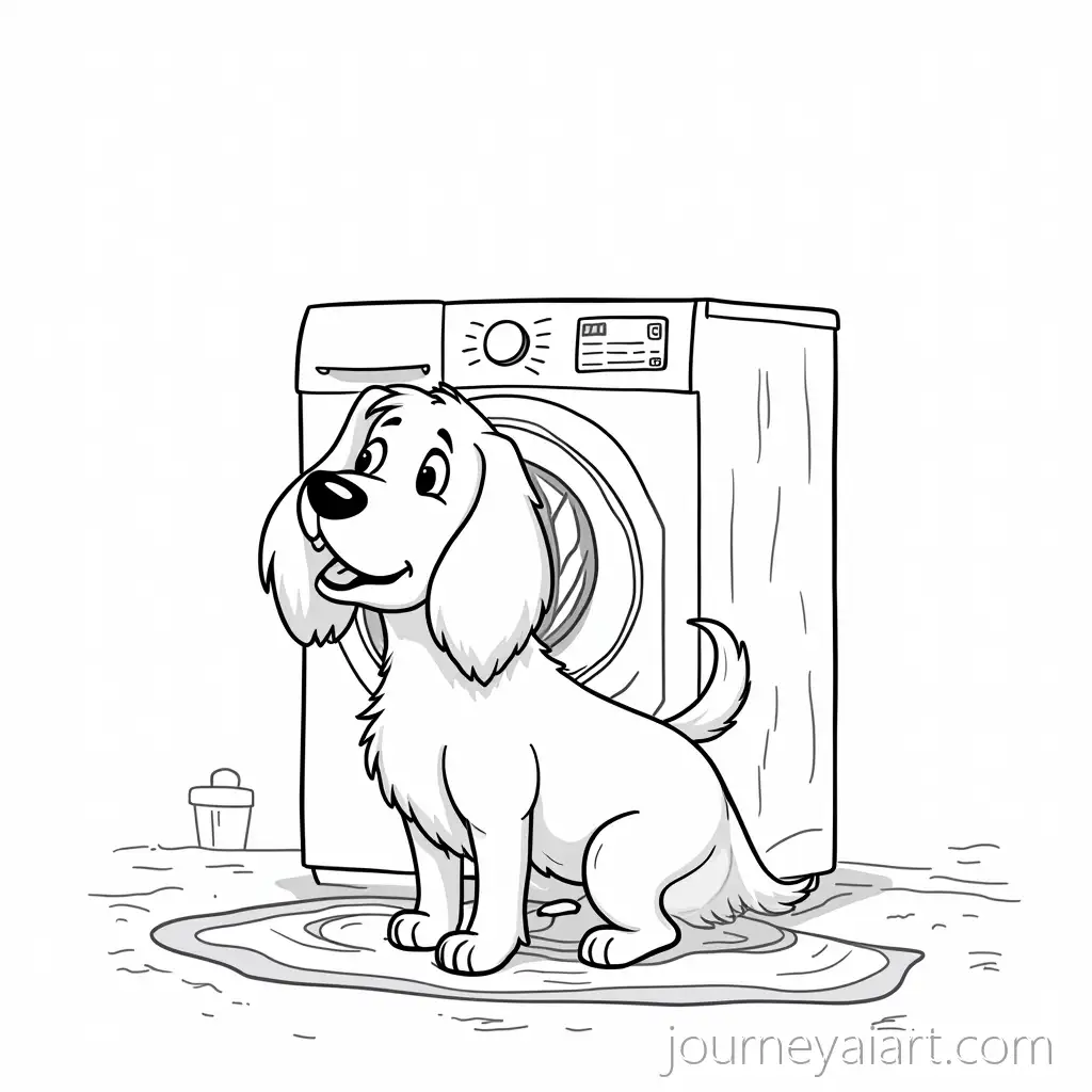 Cartoon-Dog-Doing-Laundry-Coloring-Page-for-Kids