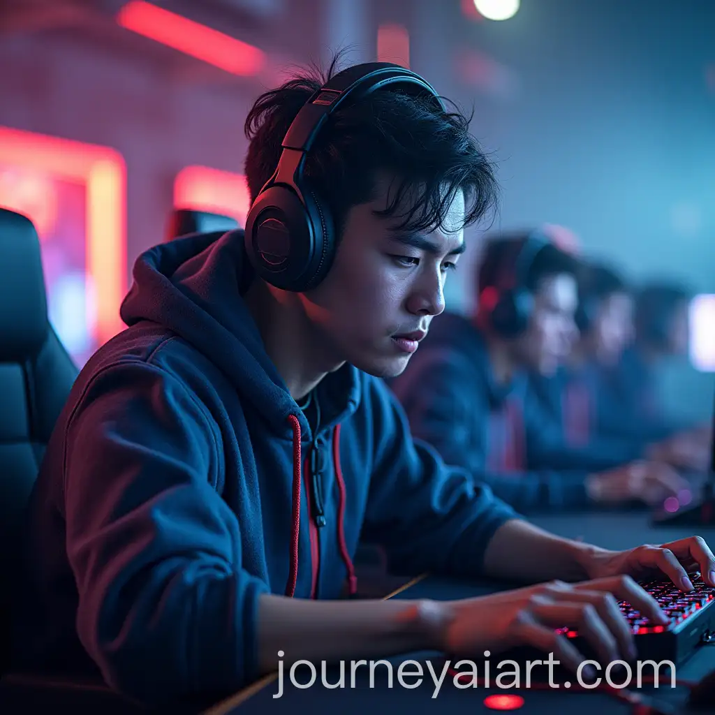 Esport-Player-Engaged-in-Intense-5v5-Team-Battle