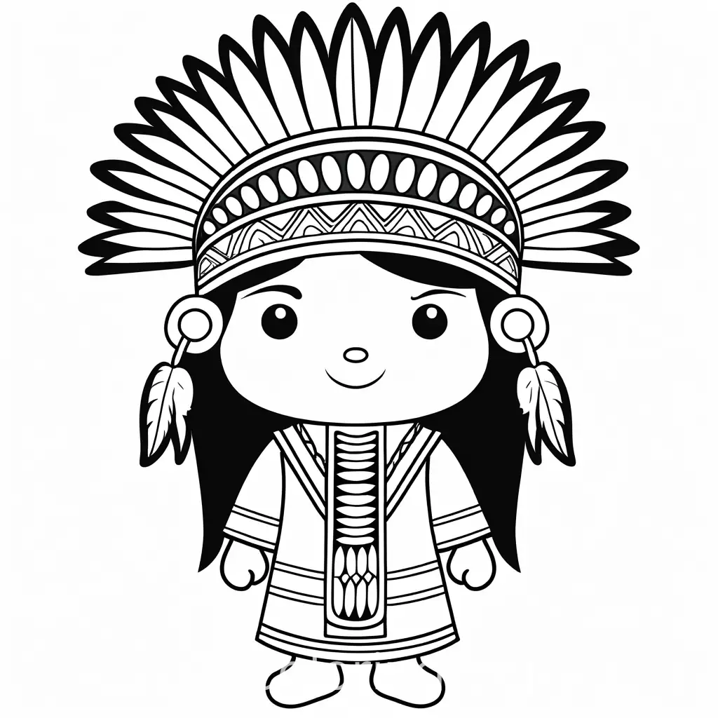 Simple-Cartoon-Native-American-Coloring-Page-for-Kids