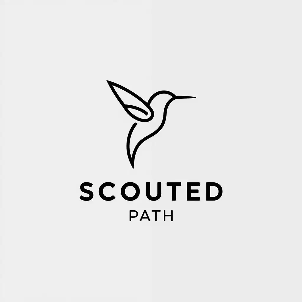 LOGO Design for Scouted Path Minimalistic Hummingbird Outline for Travel Industry