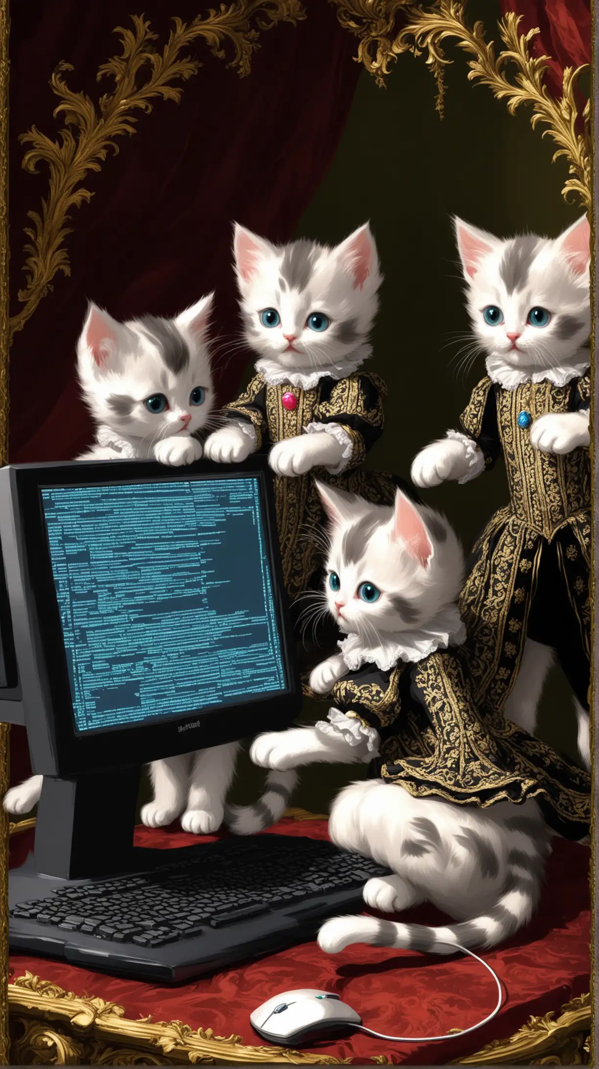 Adorable Baroque Kittens Engaged in Computer Programming