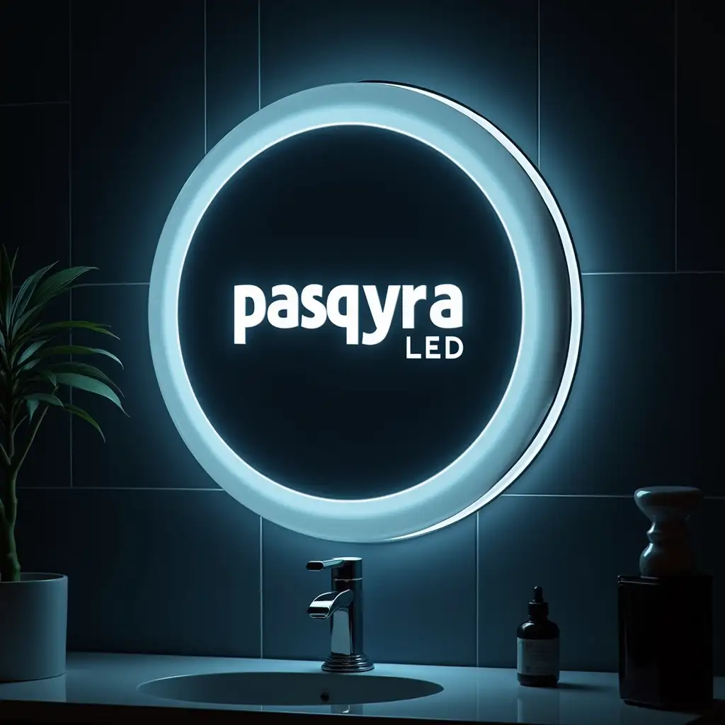 round Mirror with led light and logo 'PASQYRA LED'