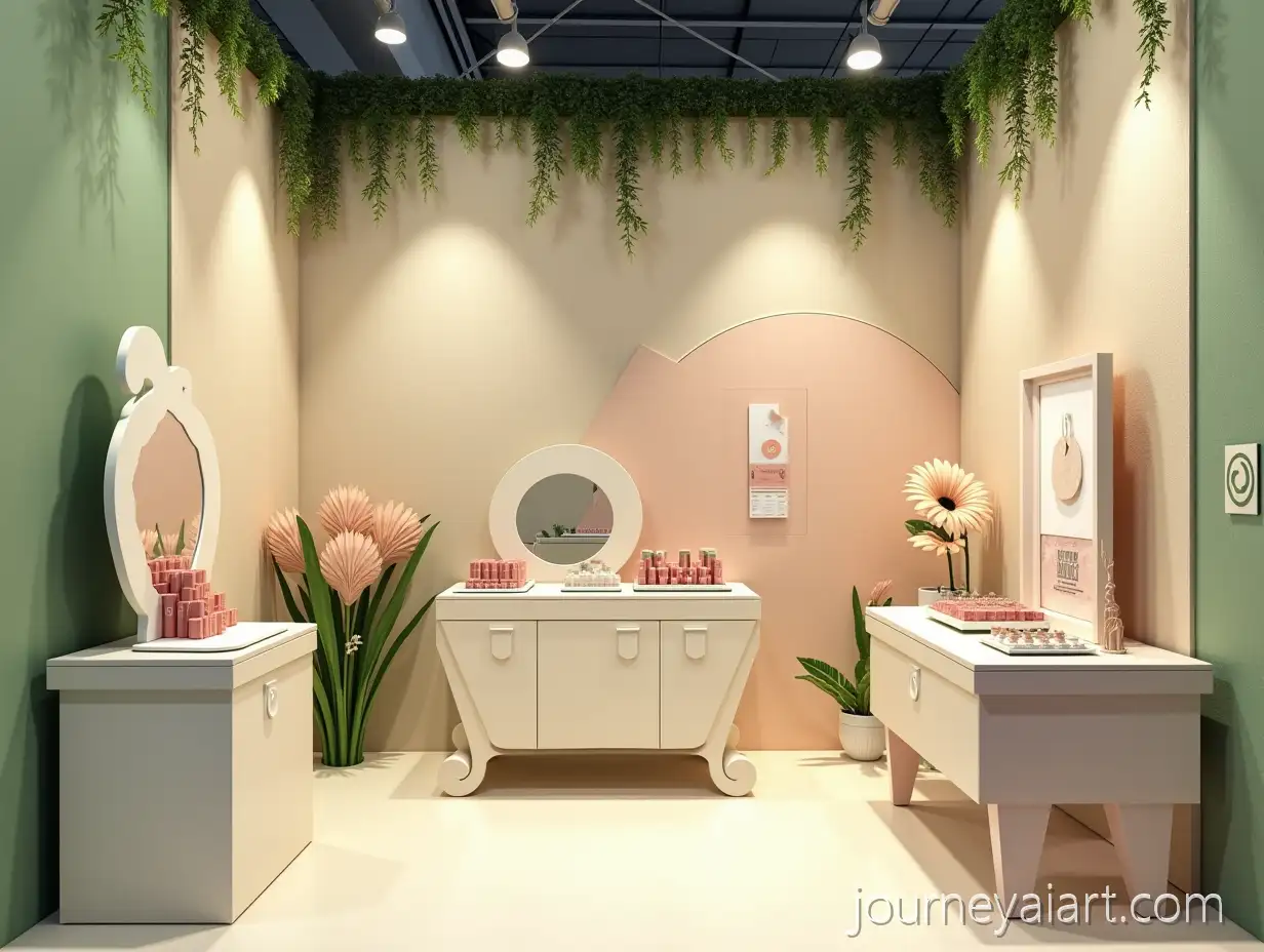 Eidyl-OrganicEidyl-PopUp-Booth-Design-Popup-Booth-with-Soft-Nude-and-Sage-Green-Display