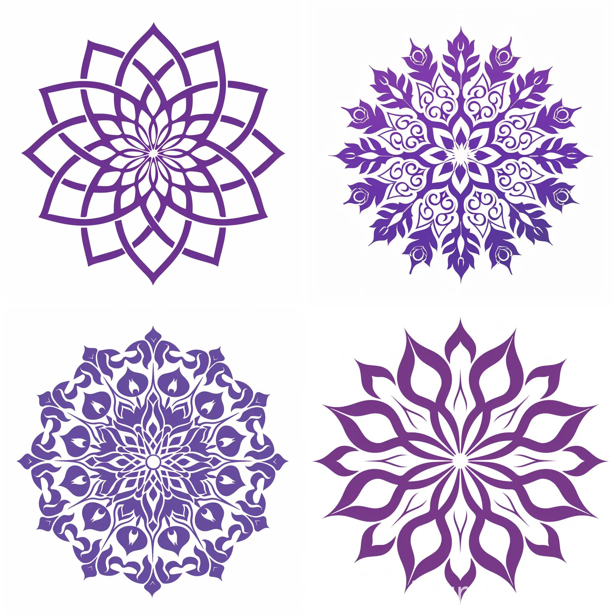 Geometric-Persian-National-Symbol-of-Purple-Flower-on-White-Background