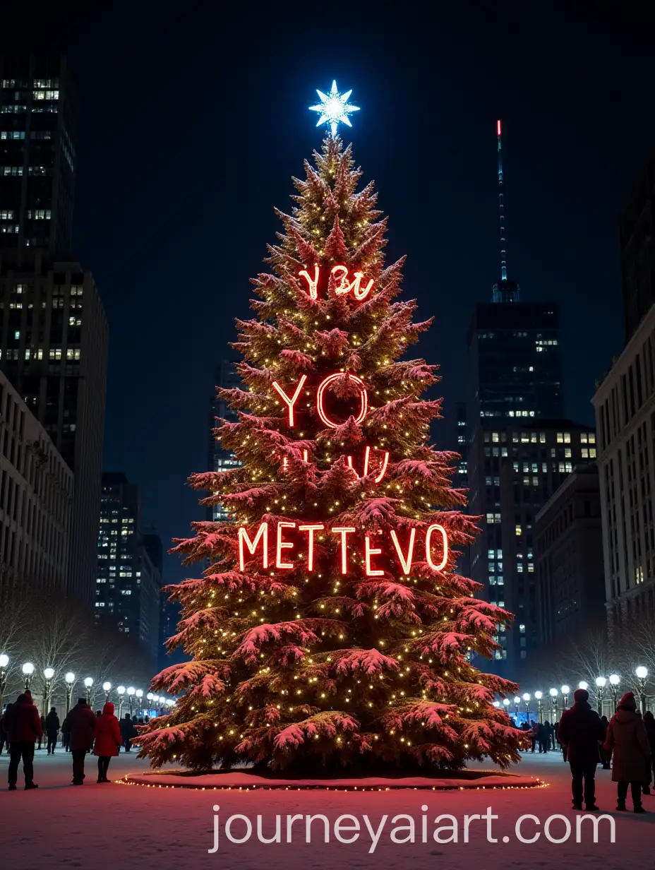 Rockefeller-Center-Christmas-Tree-at-Night-with-Mettevo-Digital-Agency-Lights-and-New-York-City-Skyline
