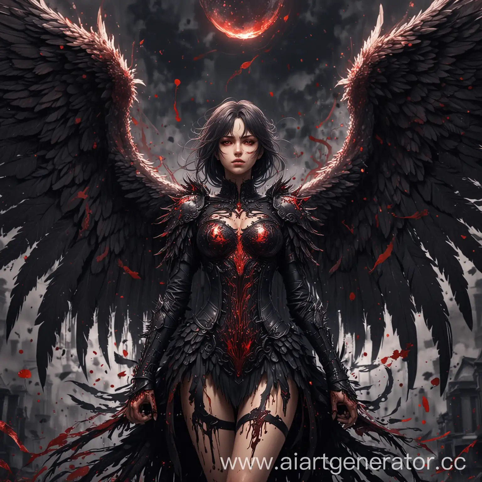 Dark-Angel-with-a-Hundred-Thousand-Wings-in-Blood-Anime-Style