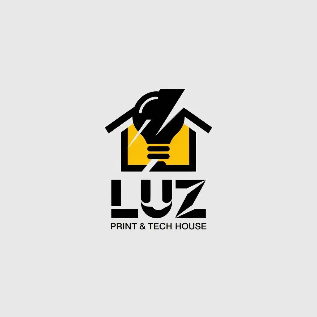 LOGO Design for Luz Print Tech House Yellow and Black with Technology and Print Services Theme