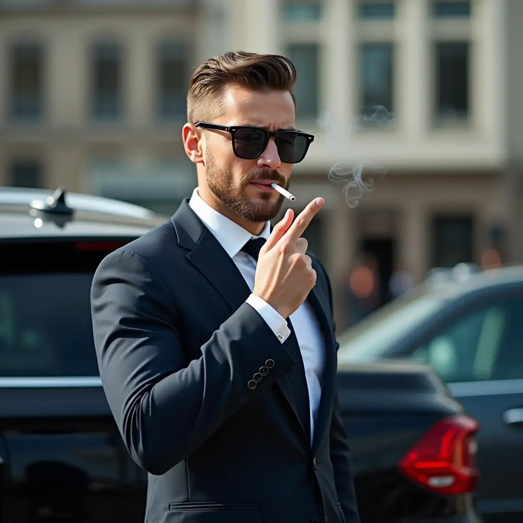 Use car sales men , Man in suit smoking