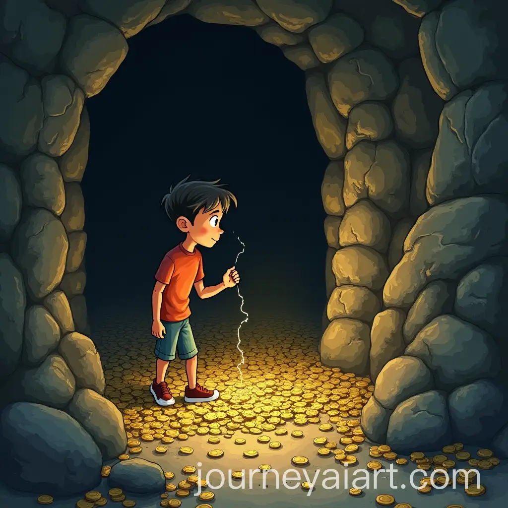 Fearless-Boy-Discovers-Hidden-Treasure-in-MysterAI-Art-Prompt-Expansionious-Cave