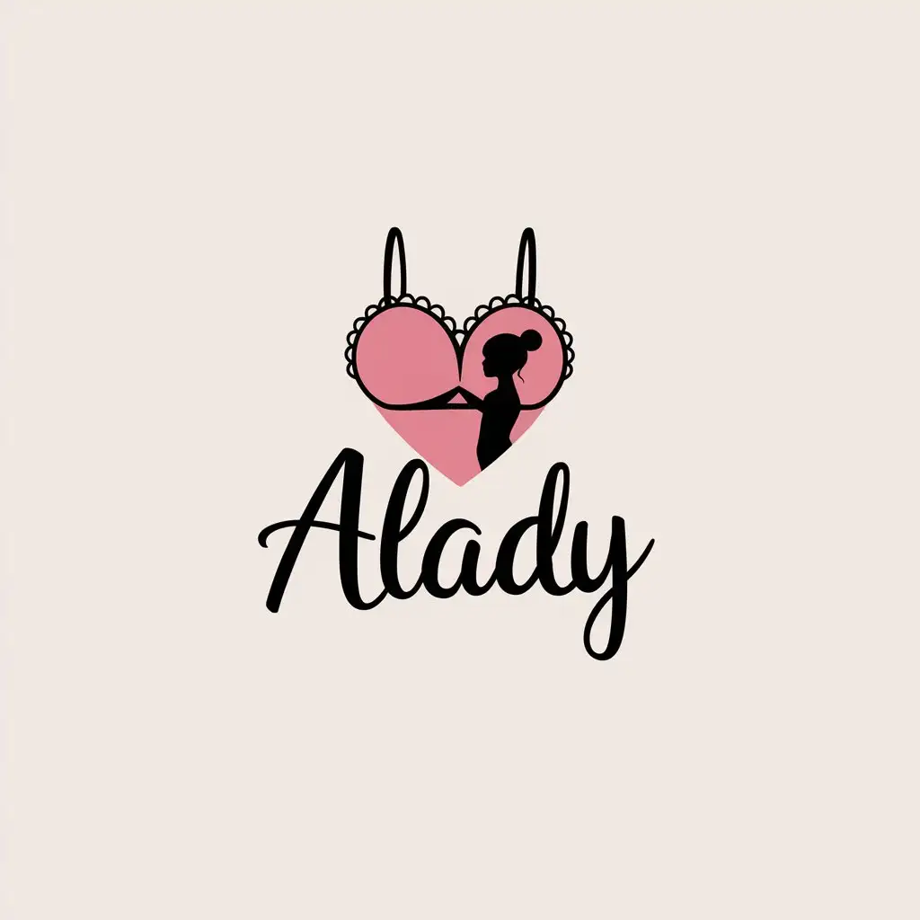 a vector logo design,with the text "ALady", main symbol:Love, bralette, girl,Minimalistic,be used in Home Family industry,clear background