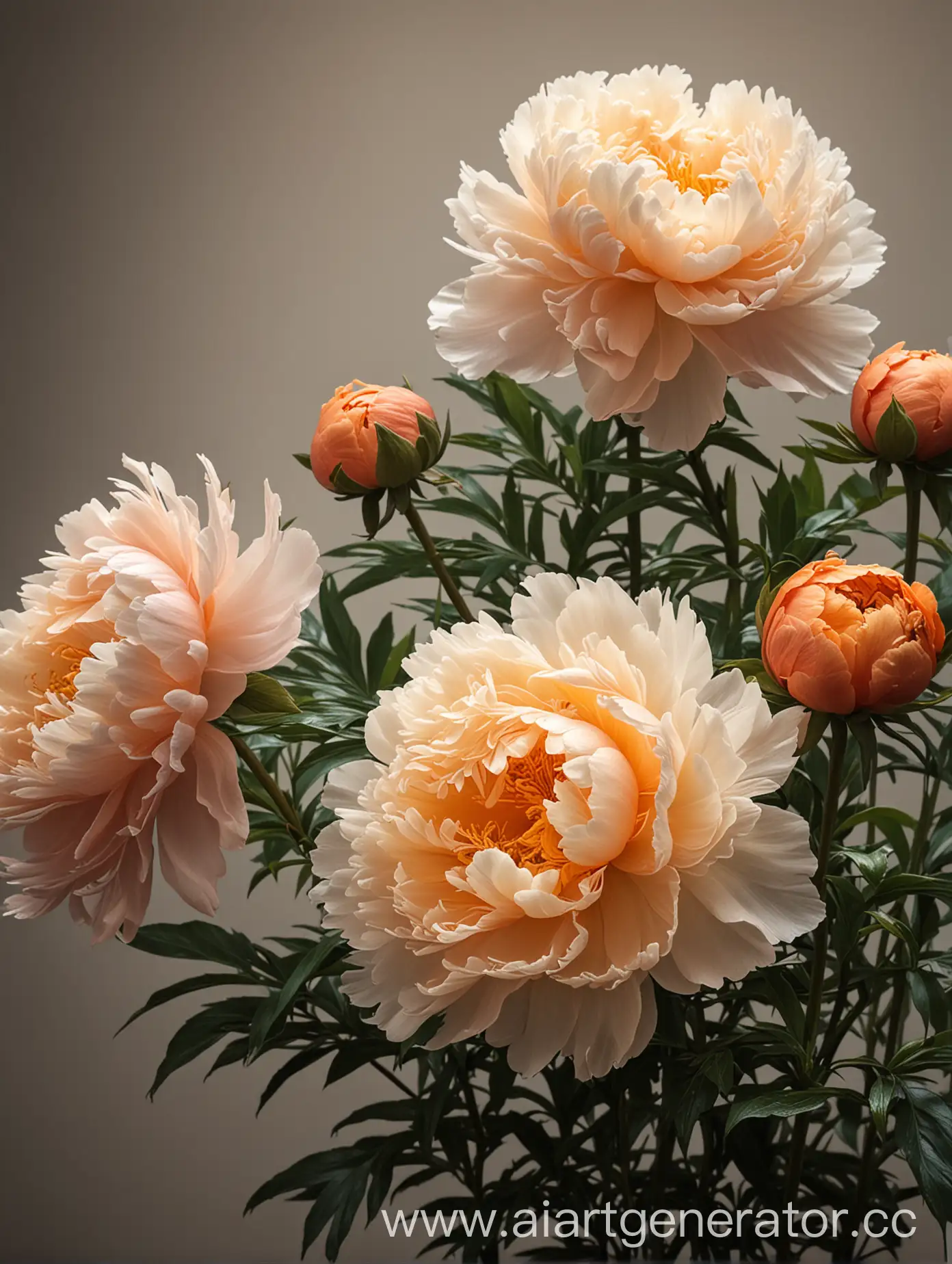 Peony-Flowers-in-Soft-Monotonous-Light-with-Orange-Glow