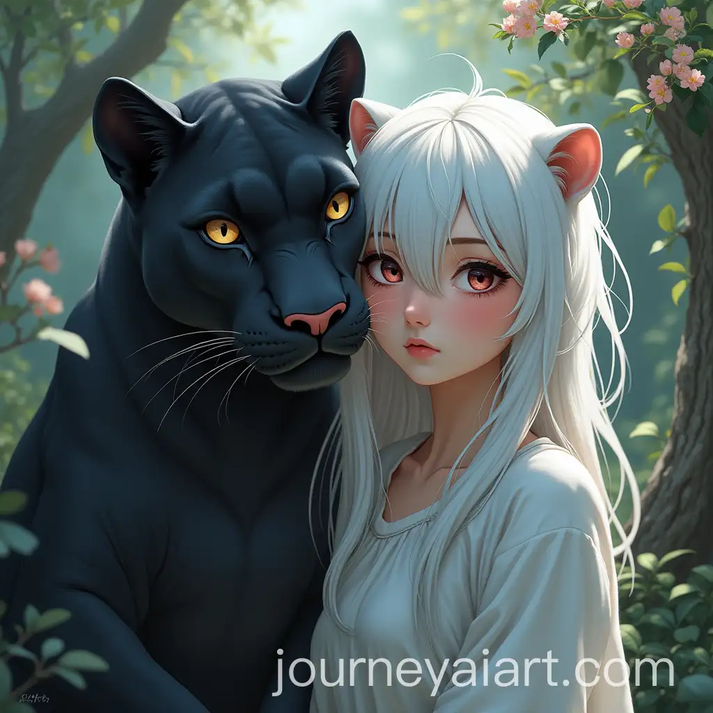 WhiteHaired-Girl-with-a-Panther-in-a-Dynamic-Pose