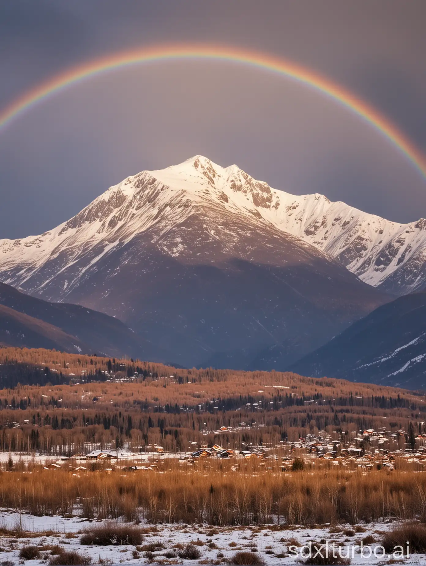 SnowCapped-Mountains-with-Rainbow-Landscape