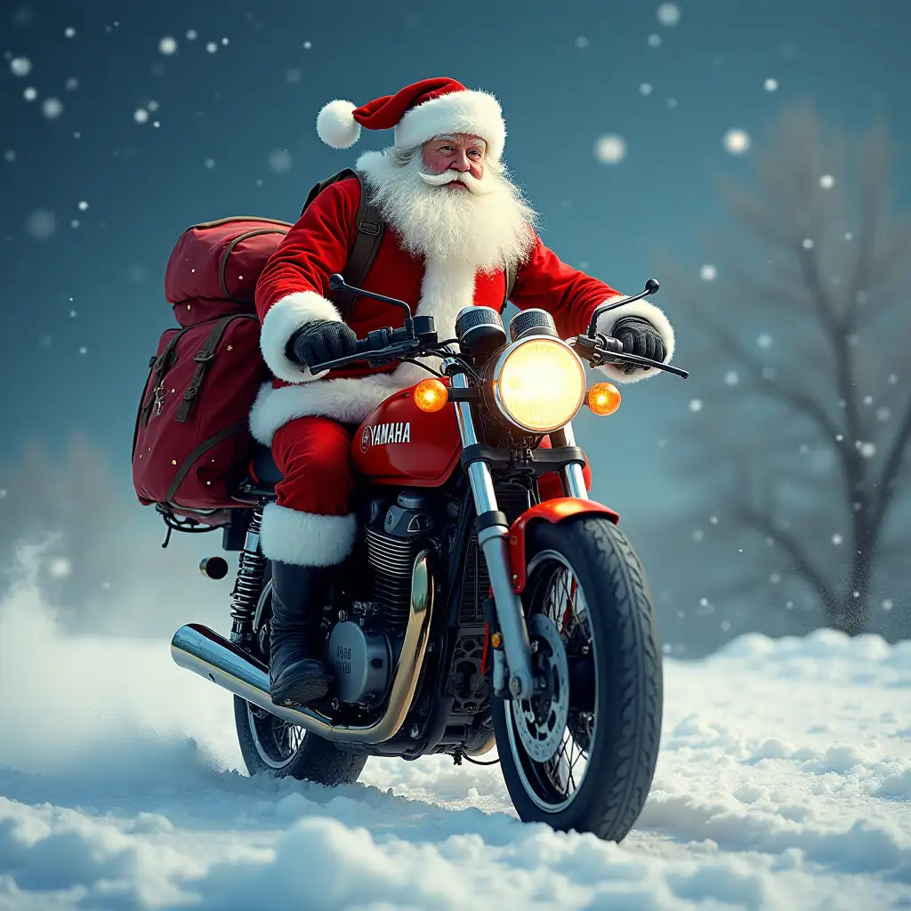 santa claus on motor bike yamaha fascino .long view