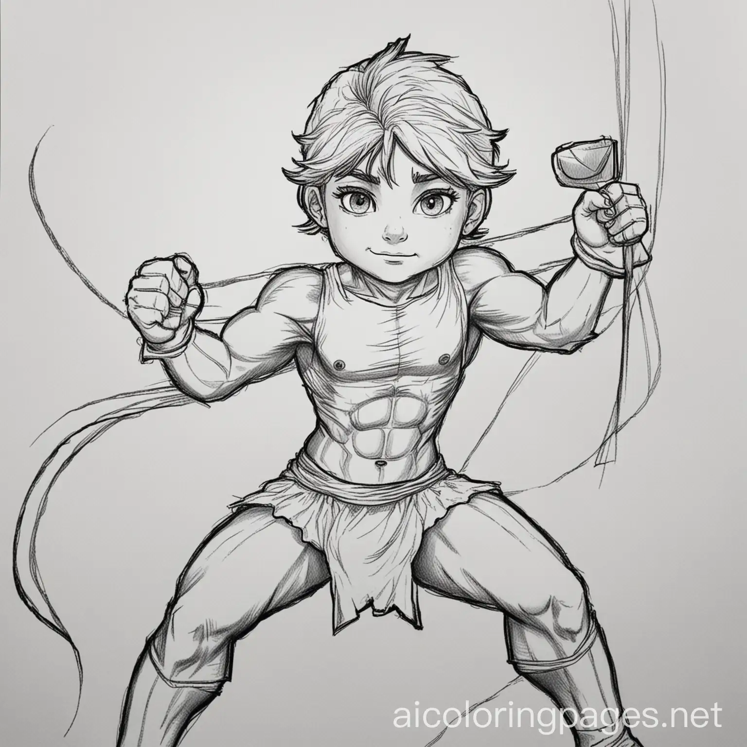 Unleash Your Inner Strength: Witness the Power of Determination and Muscle Mastery!, Coloring Page, black and white, line art, white background, Simplicity, Ample White Space. The background of the coloring page is plain white to make it easy for young children to color within the lines. The outlines of all the subjects are easy to distinguish, making it simple for kids to color without too much difficulty