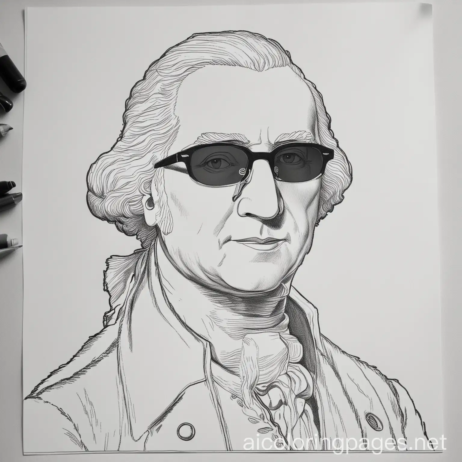 George-Washington-Coloring-Page-with-Sunglasses