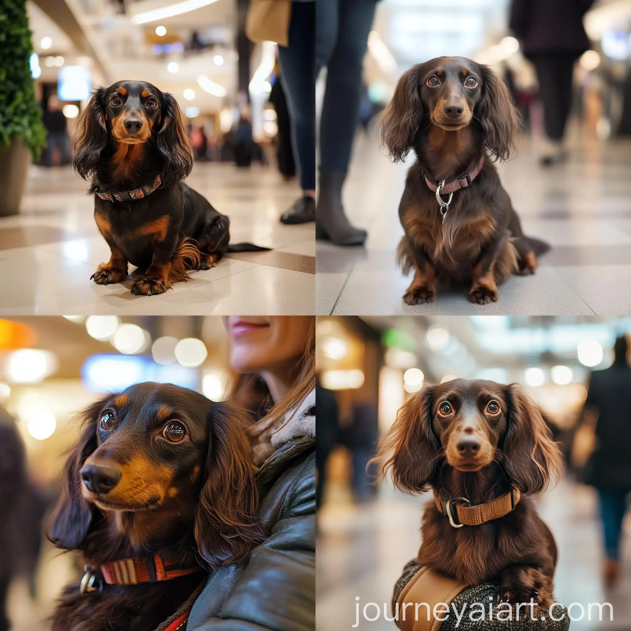 LongHaired-Dachshund-Dog-Shopping-with-Owner