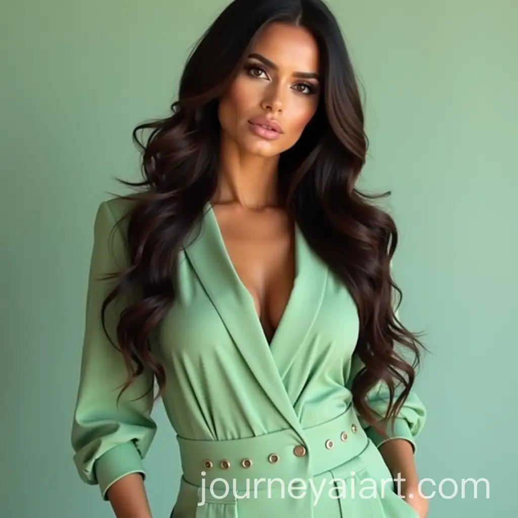 Stunning-Woman-with-Long-Brunette-Hair-in-Mint-Green-Outfit