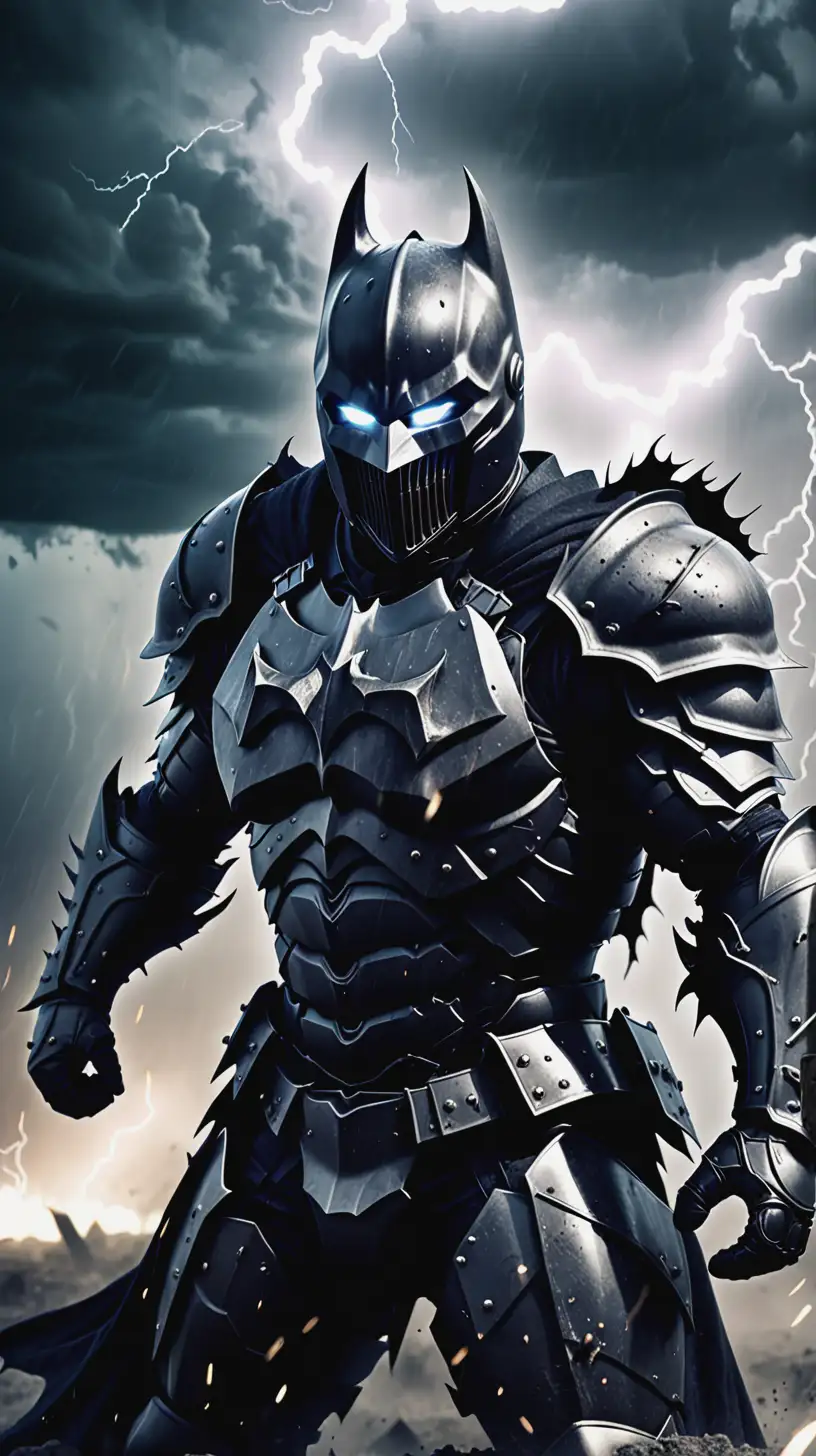 Sinister Dark Knight Battling in Stormy Battlefield