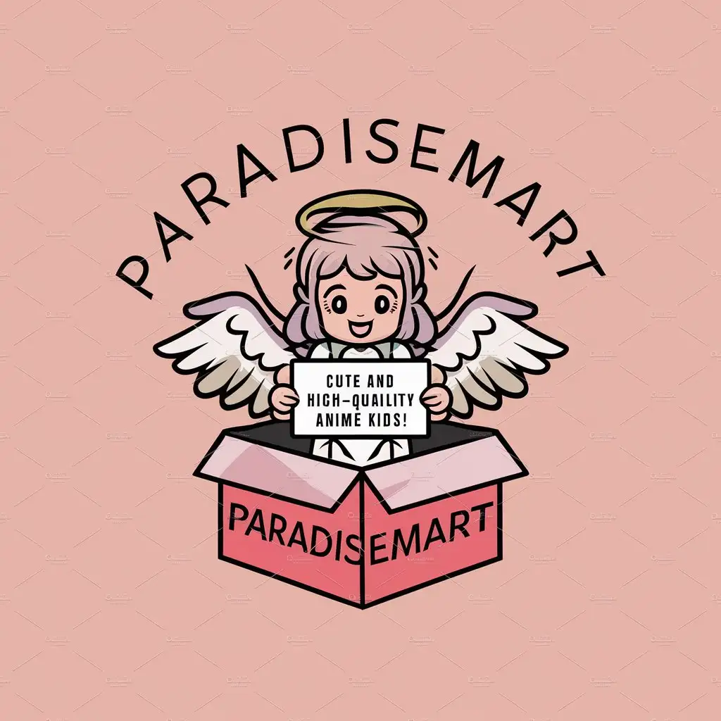 LOGO-Design-For-Paradisemart-Anime-Angel-Girl-in-Box-with-Cute-and-HighQuality-Anime-Kids-Sign