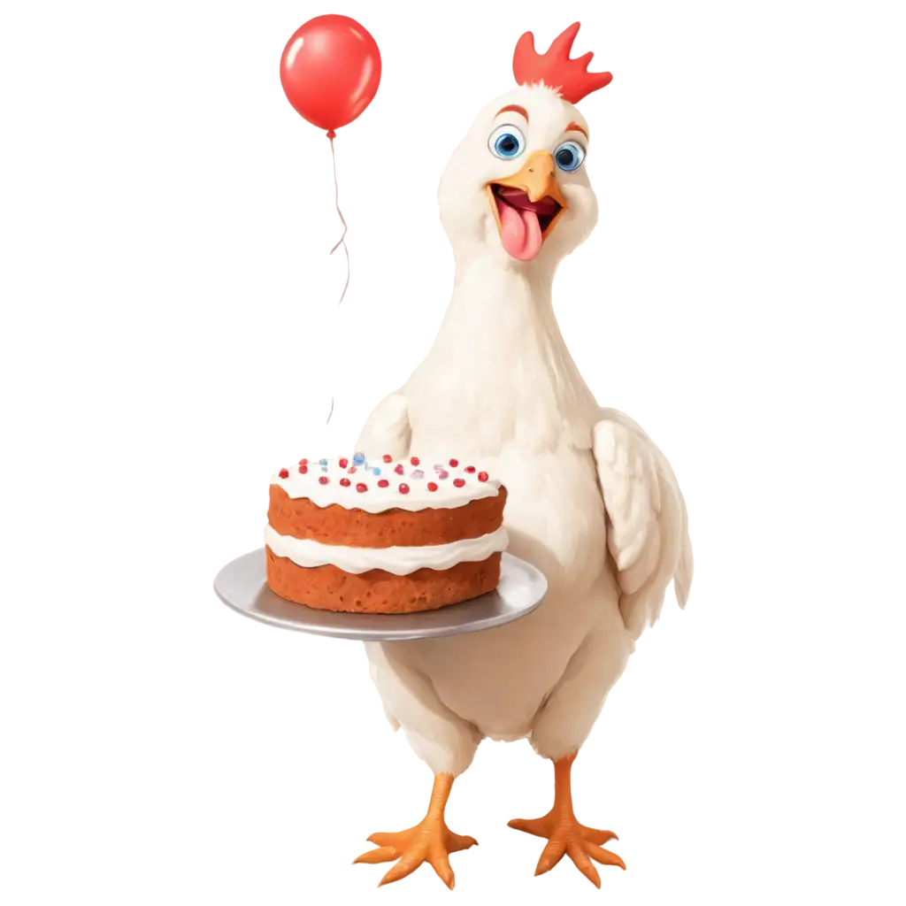 Funny-Smiling-White-Chicken-Holding-a-Cake-PNG-for-Creative-Projects