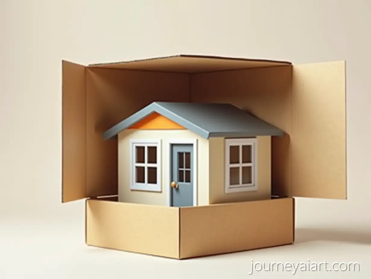 UltraRealistic-Photograph-of-SmallFoldable-house-in-box-Foldable-Modular-House-Inside-Open-Cardboard-Box