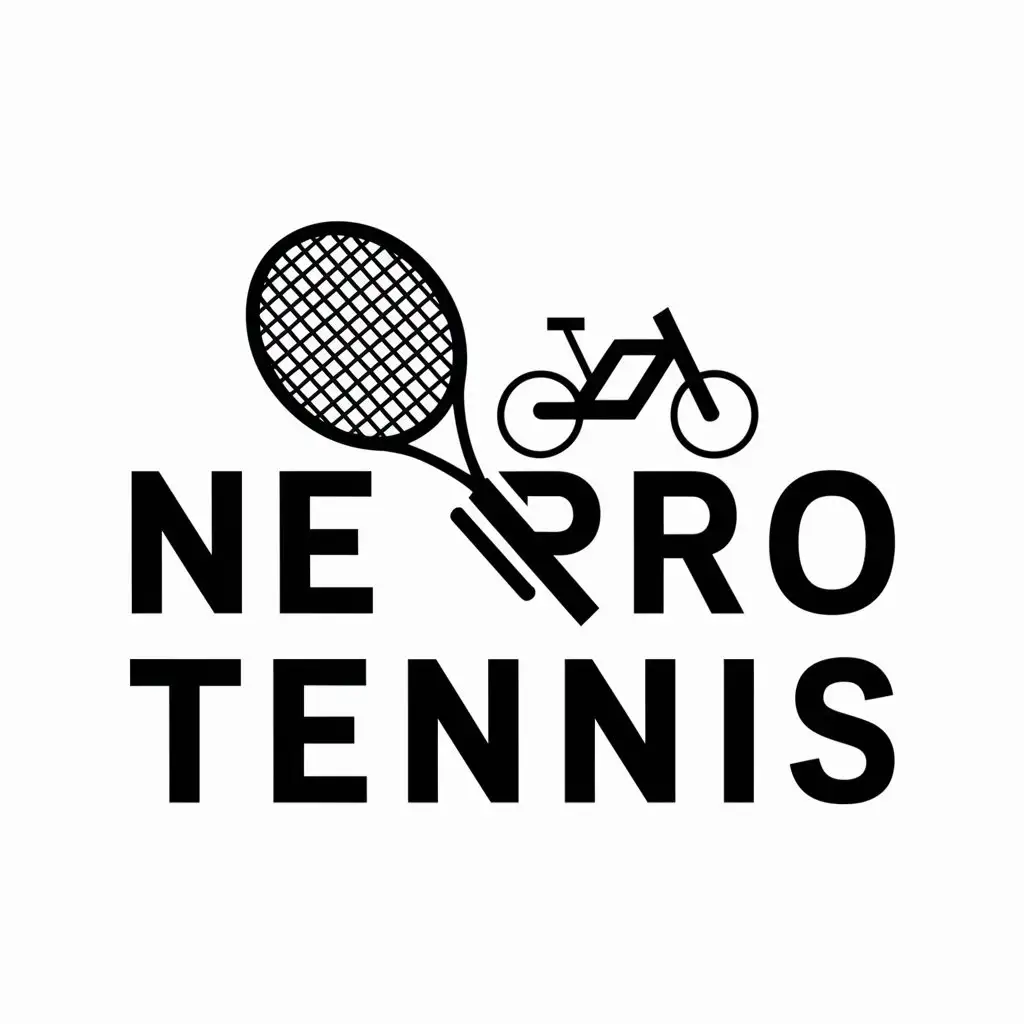 a vector logo design,with the text "Ne PRO Tennis", main symbol:Tennis racket and e-bike,complex,be used in Entertainment industry,clear background