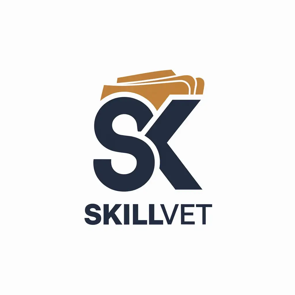 LOGO Design for Skillvet Letter S K with Book Page Element for Education Industry