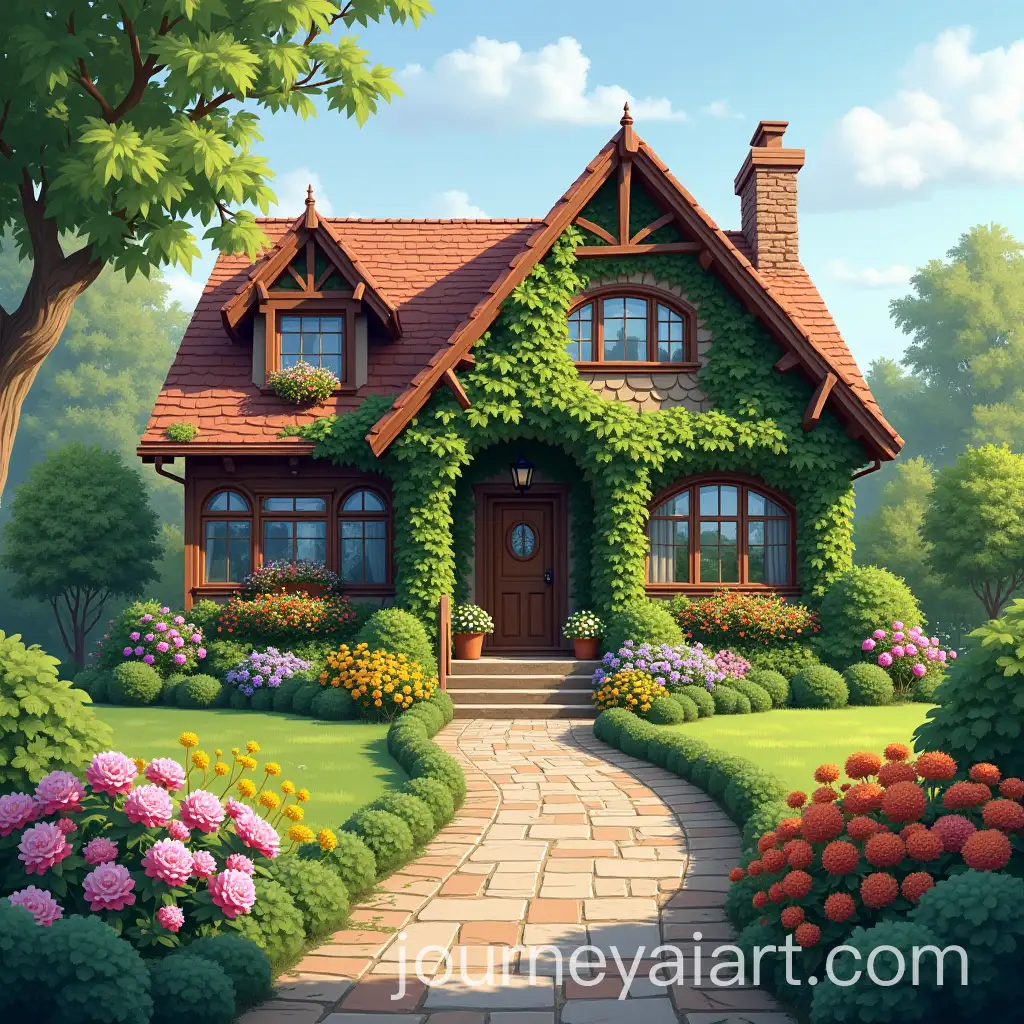 Charming-House-Surrounded-by-Flowers-and-Pathway