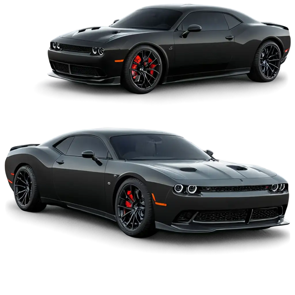 HighQuality-PNG-Image-of-Bugatti-Chiron-and-Dodge-Challenger-in-Black-Color-Perfect-for-Automotive-Designs