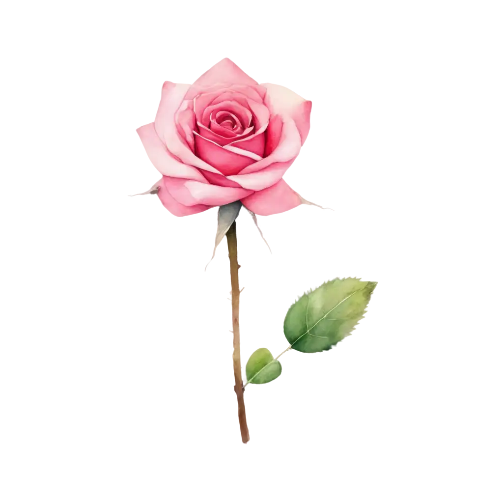 Watercolor-Pink-Rose-Top-View-PNG-Image-for-Creative-Projects-and-Design