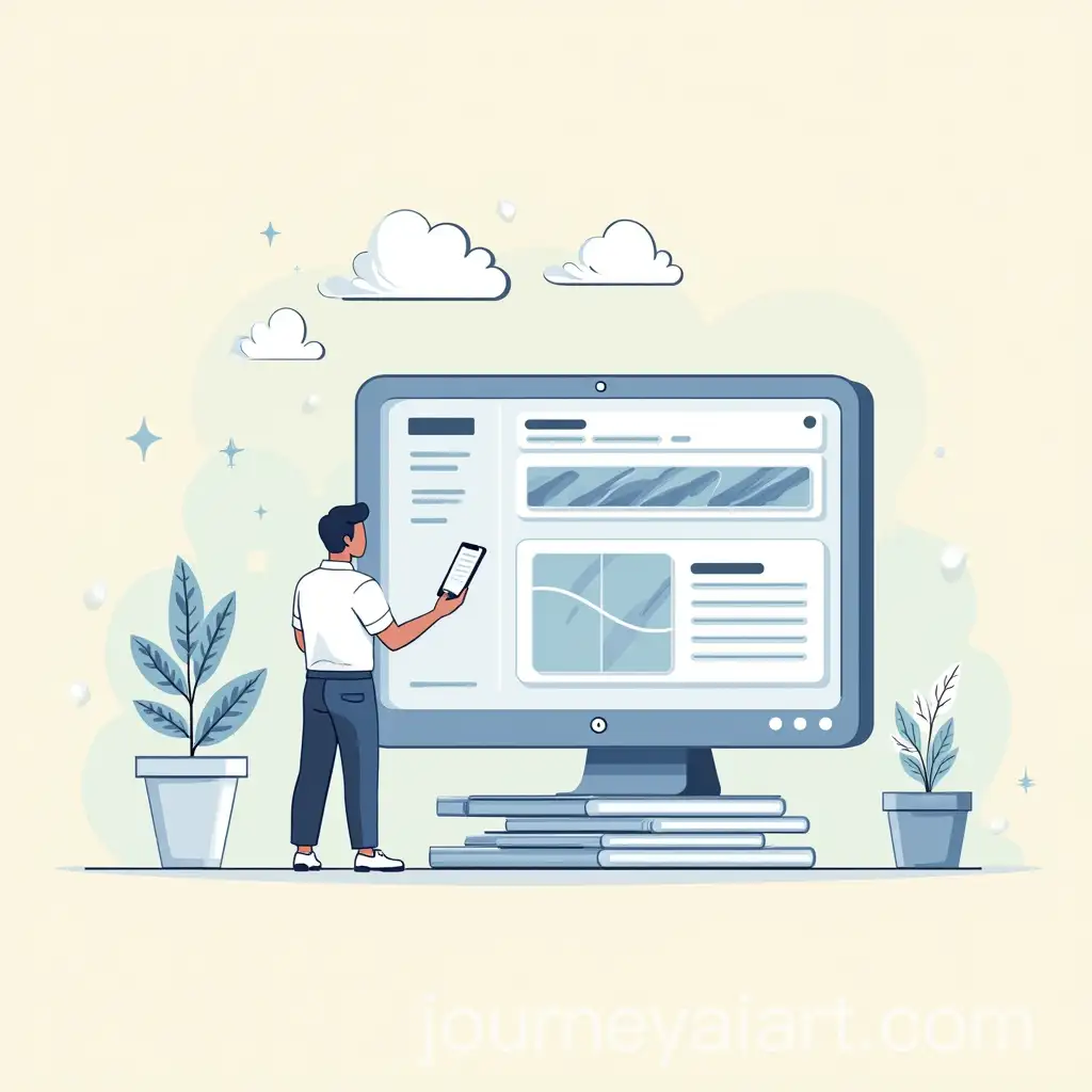 Heating-Company-Site-Layout-on-Beige-Background-with-Blue-Accents