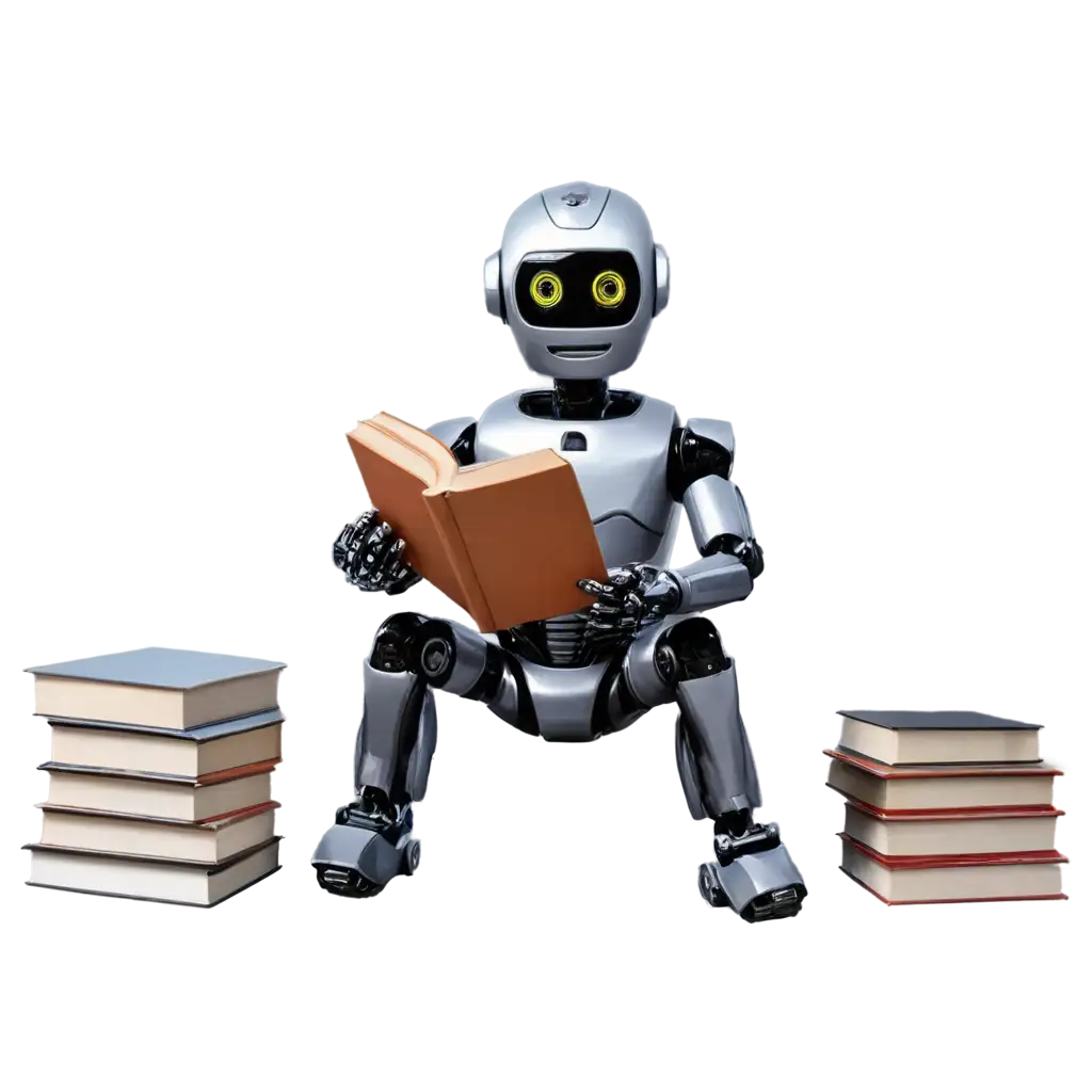 Robot man with books