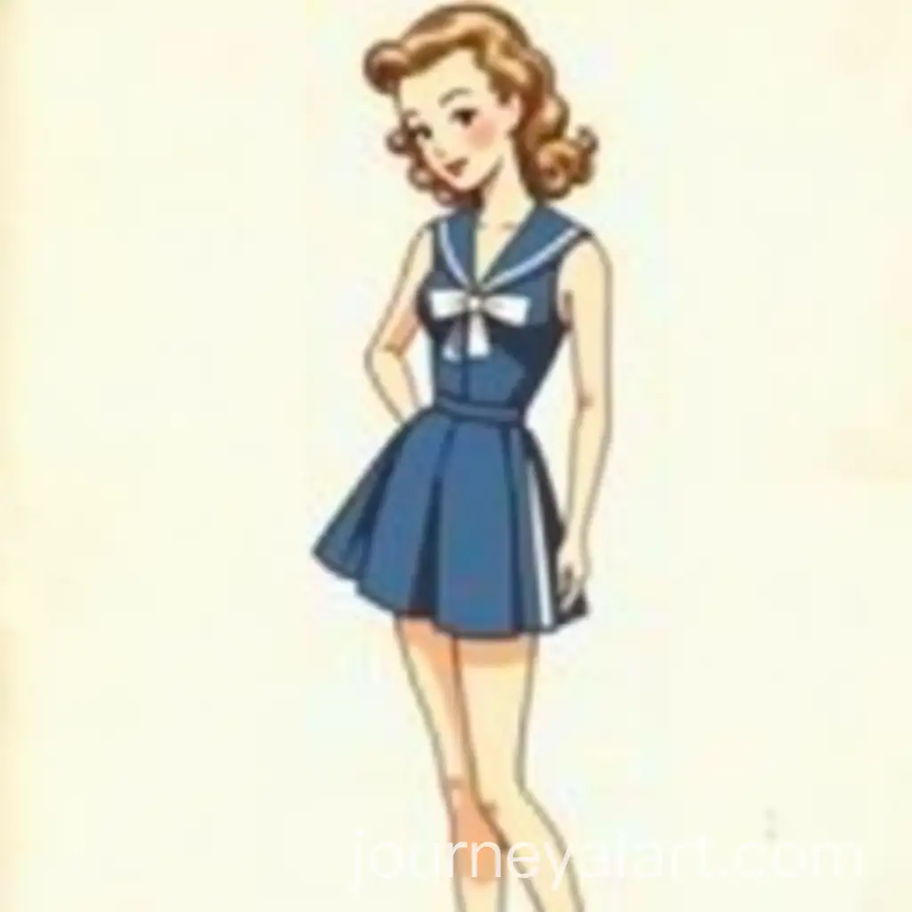 1950s-Navy-Blue-Sailor-Collar-Swimsuit-Romper-Fashion-Sketch