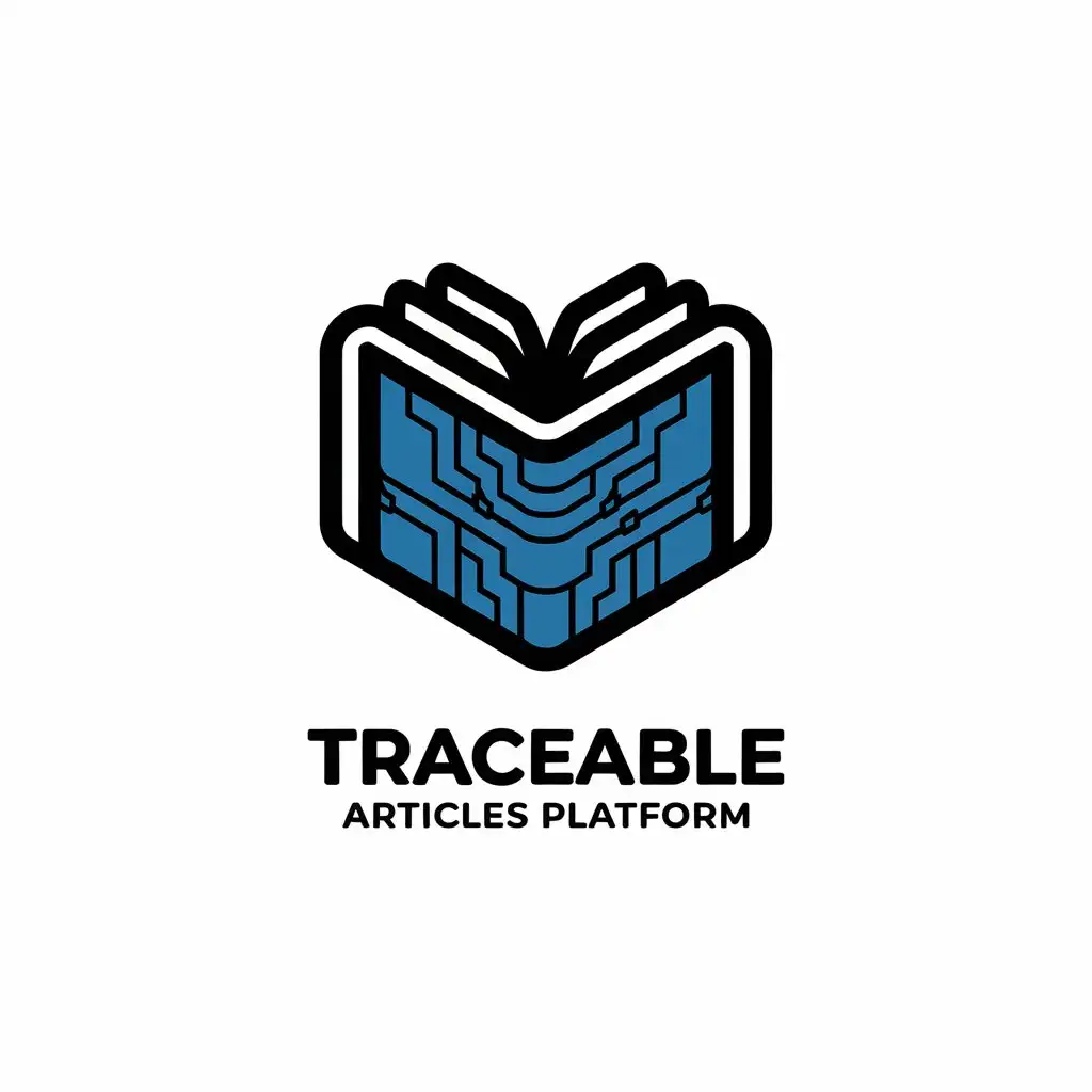 a vector logo design,with the text "Traceable Articles Platform", main symbol:books, article, blockchain,complex,be used in Internet industry,clear background